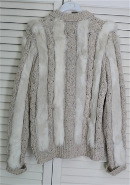 Great Vintage Marisa Christian Knit Sweater Jacket with Rabbit Fur Bands - Sweater 42% Silk, 32% Acrylic, 14% Nylon and 12% Mohair Wool - Bands Angora Rabbit Fur