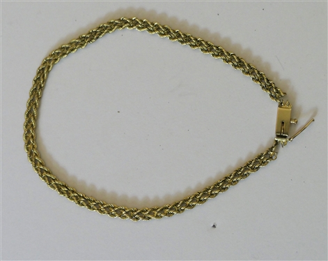 14kt Yellow Gold Double Strand Rope Bracelet with Safety Latch - Bracelet Measures 7 1/4" Long