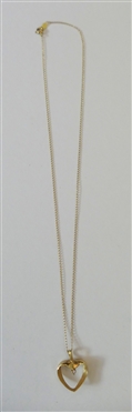 14kt Yellow Gold Necklace with 14kt Heart Pendant - Diamond Accent in Center - Necklace Measures 15 Long 