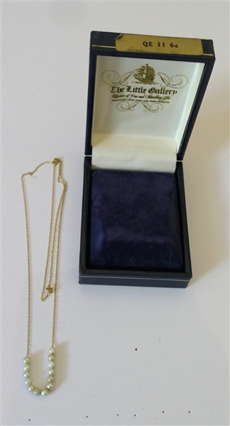 14kt Yellow Gold Necklace with Pearls in Original Box - Necklace is 24" Long 