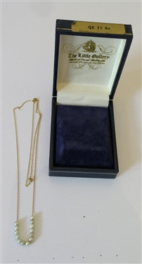 14kt Yellow Gold Necklace with Pearls in Original Box - Necklace is 24 Long 