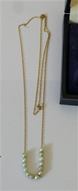 14kt Yellow Gold Necklace with Pearls in Original Box - Necklace is 24 Long 