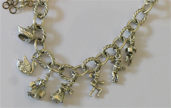 Seasons Silver-tone Necklace with 11 Sterling Silver Charms 