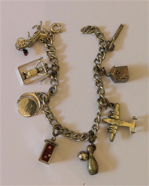 2 Sterling Silver Charm Bracelets Loaded with Charms - Airplane, Horse and Carriage, Mail Box, Pig, Skull, Animals, Circus Performer, and Many More 