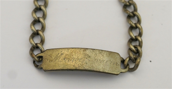 Sterling Silver ID Bracelet - Monroe Swaim Engraved on Front - Measures 9 Long