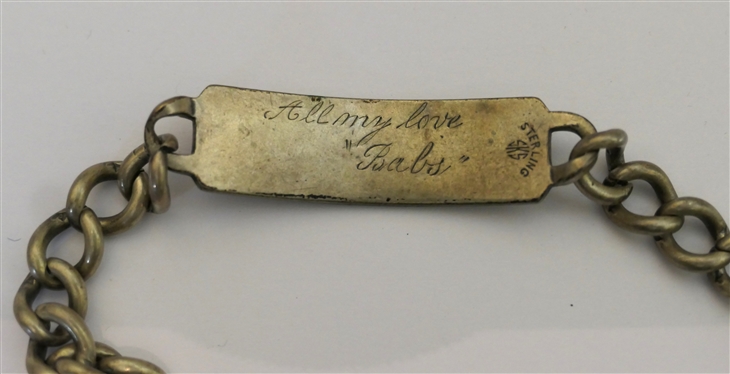 Sterling Silver ID Bracelet - Monroe Swaim Engraved on Front - Measures 9 Long