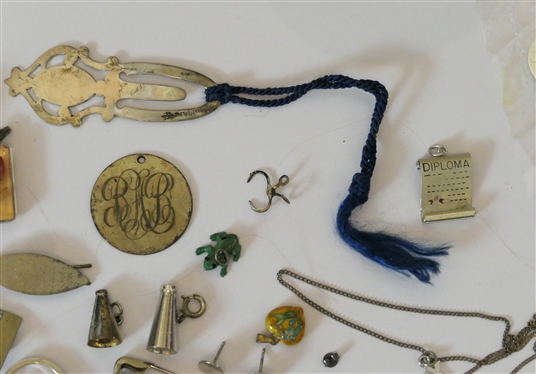 Mixed Lot of Sterling Silver Jewelry Pieces - Pins, Pendants, Bracelets, Rings, Book Mark, Etc.