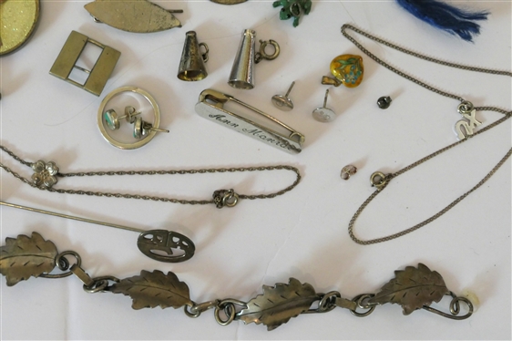 Mixed Lot of Sterling Silver Jewelry Pieces - Pins, Pendants, Bracelets, Rings, Book Mark, Etc.
