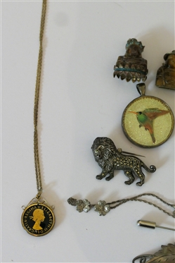 Mixed Lot of Sterling Silver Jewelry Pieces - Pins, Pendants, Bracelets, Rings, Book Mark, Etc.