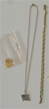 Aareac Sterling Silver Rooster Pendant and 2 Sterling Silver Necklaces 