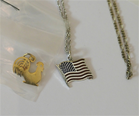 Aareac Sterling Silver Rooster Pendant and 2 Sterling Silver Necklaces 
