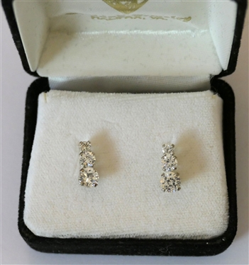 Sterling Silver Earrings with 3 Graduating CZ Stones 