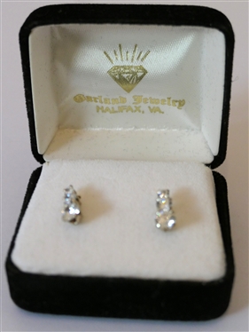 Sterling Silver Earrings with 3 Graduating CZ Stones 