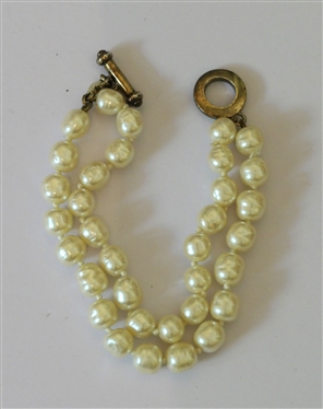 Carol Lee Double Strand Pearl Bracelet - Sterling Silver Toggle Clasp - Bracelet is 7 Long