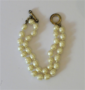 Carol Lee Double Strand Pearl Bracelet - Sterling Silver Toggle Clasp - Bracelet is 7 Long