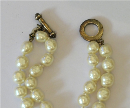 Carol Lee Double Strand Pearl Bracelet - Sterling Silver Toggle Clasp - Bracelet is 7 Long