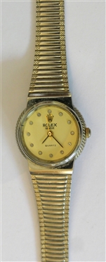 Rolex of Geneva Swiss Made Quartz Rolex Ladies Wrist Watch - Swiss Quartz Number 17  85030051 97 - Stainless Steel Rolex Band - Diamond Number Markers on Dial - Measures 1 Across Dial 