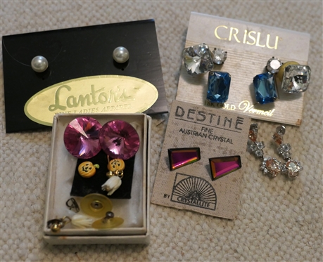 Lot of Blingy Costume Jewelry Earrings and Tiny Pumpkin Studs