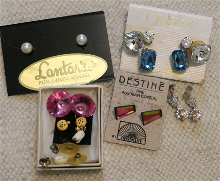 Lot of Blingy Costume Jewelry Earrings and Tiny Pumpkin Studs
