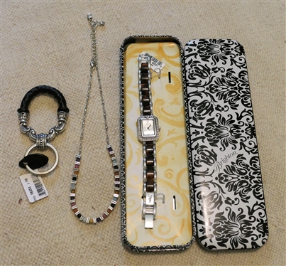 Brighton Encino Bracelet Watch - New in Original Box, Brighton Leather Key Fob, and Brighton Beaded Necklace