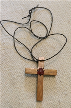 Oak Cross with Brass Back - Engraved S.B. Presby Oak 200 Yrs -  South Boston, VA Presbyterian Church - Cross Measures 2 3/4 By 2 