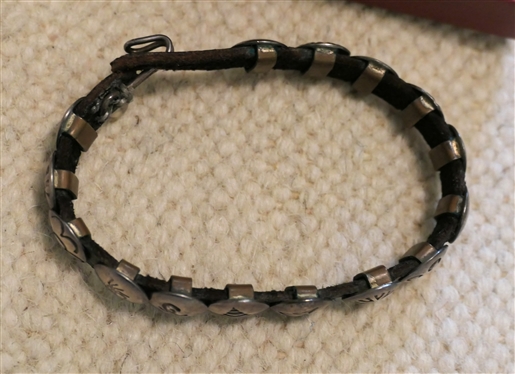 Navajo Stamped Silver Bracelet and 18kt Gold Over Sterling Silver Earrings with Diamond Accents - New in Original Box - Bracelet is 6 1/2 Long