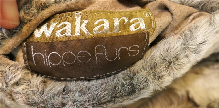 Swakara Hippe Furs Reversable Fur / Leather Jacket - Gray / Taupe Shearling and Tan Leather - Size Small 