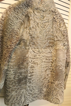 Swakara Hippe Furs Reversable Fur / Leather Jacket - Gray / Taupe Shearling and Tan Leather - Size Small 