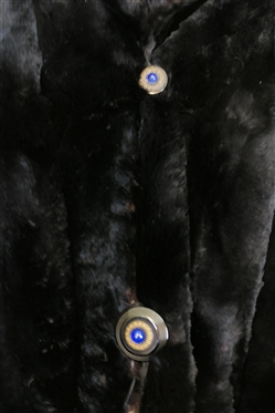 Bonded Northern Seal Dyed Coney Fur Coat - Dyed Rabbit Fur 3/4 Length Coat - Springfield Gardens, NY - 1921 - Coat Size Small/Medium - Satin Lining with Flowers - Original Tag