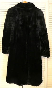 Bonded Northern Seal Dyed Coney Fur Coat - Dyed Rabbit Fur 3/4 Length Coat - Springfield Gardens, NY - 1921 - Coat Size Small/Medium - Satin Lining with Flowers - Original Tag