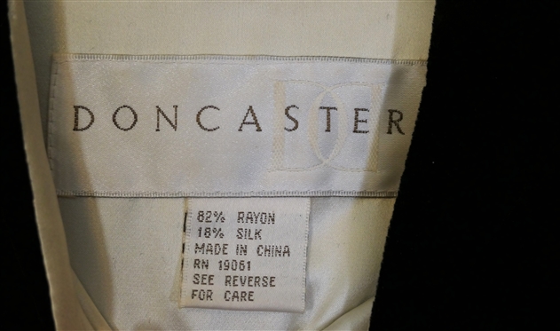 Doncaster Black Velvet Pant Suit with Cream Satin Lining - Jacket and Pants Size 4 