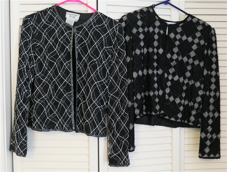 2 - Papell Boutique Evening - Silk Jacket / Shrugs - Loaded with Beads - Both Size Small 