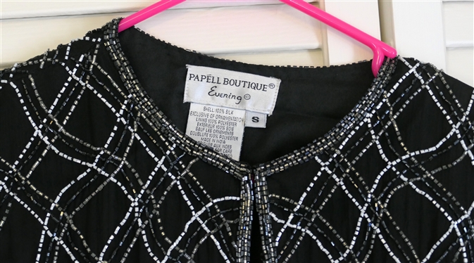 2 - Papell Boutique Evening - Silk Jacket / Shrugs - Loaded with Beads - Both Size Small ''