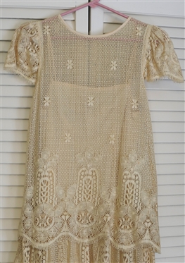 Vintage Gilber Pavell Tiered Lace Dress - Intricate Lace Over Slip Dress- Original Tag - No Size Visible - Probably Small 
