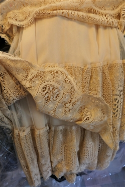 Vintage Gilber Pavell Tiered Lace Dress - Intricate Lace Over Slip Dress- Original Tag - No Size Visible - Probably Small 