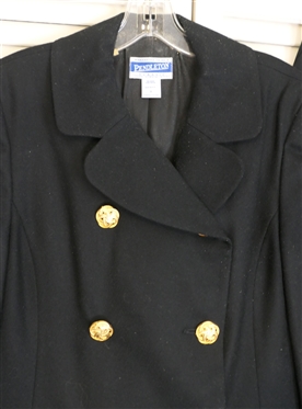 Pendleton Classic - Black Wool Skirt Suit with Gold Buttons - Size 8 Jacket Size 6 Skirt and Pendleton Wool Tweed Jacket with Asymmetrical Buttons and Front - Size 6