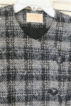 Pendleton Classic - Black Wool Skirt Suit with Gold Buttons - Size 8 Jacket Size 6 Skirt and Pendleton Wool Tweed Jacket with Asymmetrical Buttons and Front - Size 6