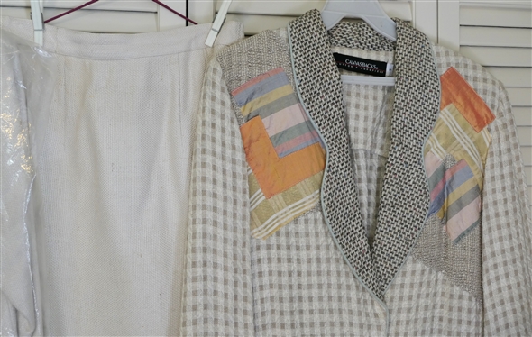 Doncaster Silks Off-white Silk Skirt Suit - Jacket Size 6P and Skirt Size 6 and Canvasbacks Vintage Blazer - Size Small 
