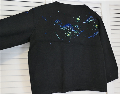 Michael Simon Events Nativity Sweater - Incredible Beaded Nativity - Beading on Front and Back - Size Small 