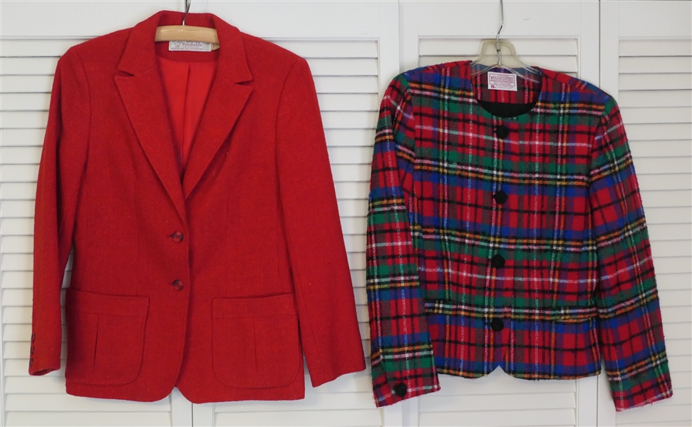 2 Pendleton Wool Blazers - Red "Young Pendleton" Size 5-6 and Plaid "Petit Pendleton" Size 6