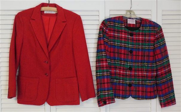 2 Pendleton Wool Blazers - Red Young Pendleton Size 5-6 and Plaid Petit Pendleton Size 6