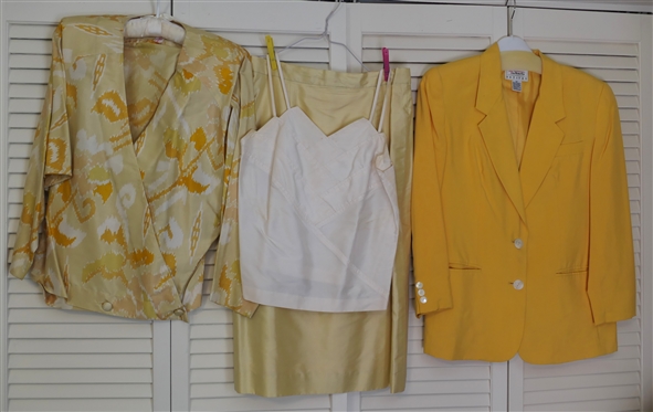 Talbot Petits Yellow Silk Blazer - Size 6 and Ricky 202 River City Skirt, Blouse, and Silk Tank Set - Tank by Khanitha - Thai Silk - Size 36 