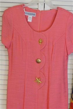 Platinum by Dorothy Schoelen Skirt Set - Size Small - Great Happy Colors and Jessica Howard Coral Shift Dress with Gold Sea Shell Buttons - Size 6
