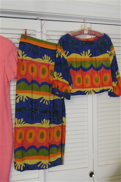 Platinum by Dorothy Schoelen Skirt Set - Size Small - Great Happy Colors and Jessica Howard Coral Shift Dress with Gold Sea Shell Buttons - Size 6
