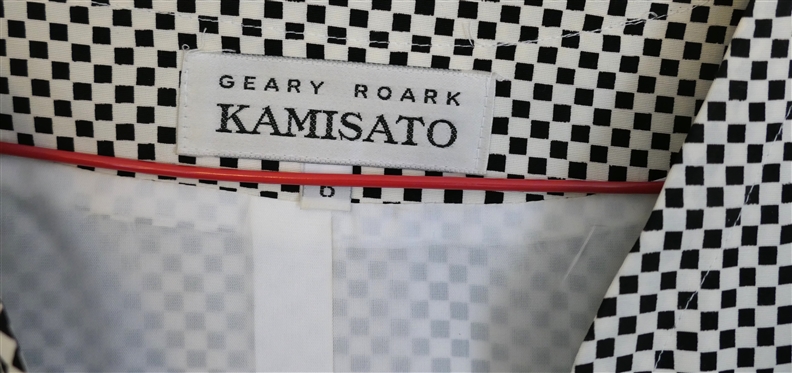 Geary Roark Kamisato Black and White Check Wrap Dress - Size 6 and Adrianna Papell Silk Skirt Set - Black and White Silk Jacket with Black Silk Column Skirt  - Size 6