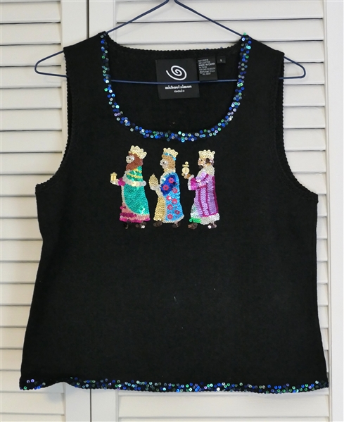Michael Simon "Event" Three Wisemen Sleeveless Shell Sweater - Incredible Beading - Size Small 