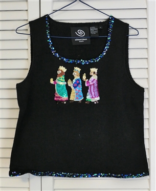 Michael Simon Event Three Wisemen Sleeveless Shell Sweater - Incredible Beading - Size Small 