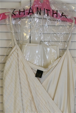 Khanitha Thai Silk Jumpsuit with Matching Silk Tie / Wrap - Made in Thailand - Size 38 