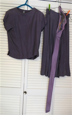 Kazu Silk Top and Skirt Set with Coordinating Leather Belt - Pat Smiley Collection 