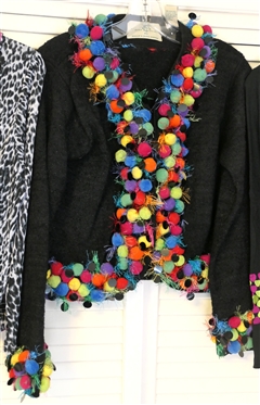 Berek Black and Pink Leopard Cardigan - New with Tags - Size Large, Design Options by Phillip & Jane Gordon Fun Cardigan Sweater - Size Small, and Black Cotton Cardigan with Embroidered Hearts - No...